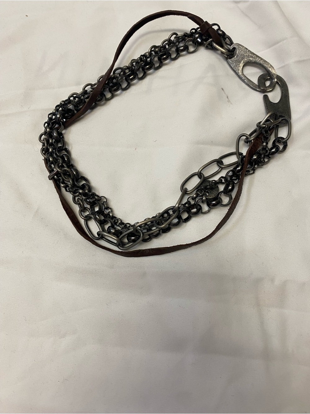 Multi-Chain Gunmetal and Brown Layered Necklace